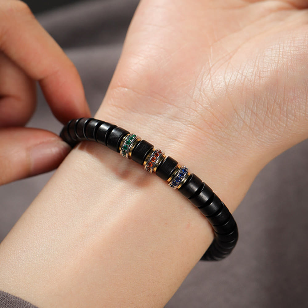 Nimara Ritual Ebony Wood Small Leaf Red Sandalwood Zircon Peace Bracelet