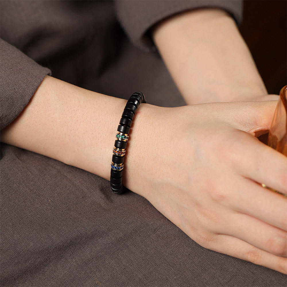 Nimara Ritual Ebony Wood Small Leaf Red Sandalwood Zircon Peace Bracelet