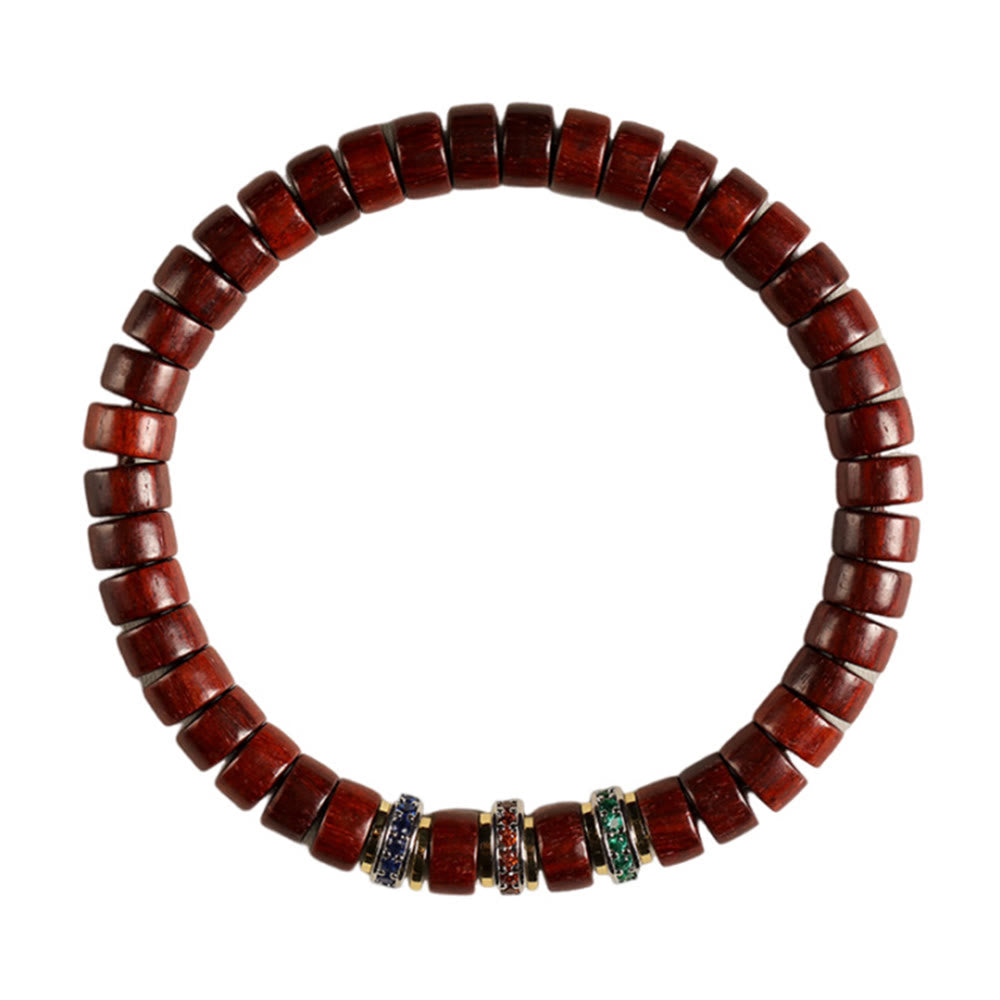 Nimara Ritual Ebony Wood Small Leaf Red Sandalwood Zircon Peace Bracelet