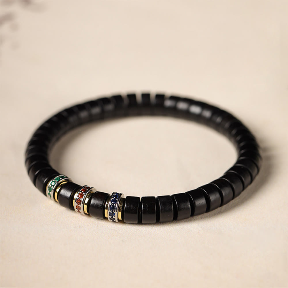 Nimara Ritual Ebony Wood Small Leaf Red Sandalwood Zircon Peace Bracelet
