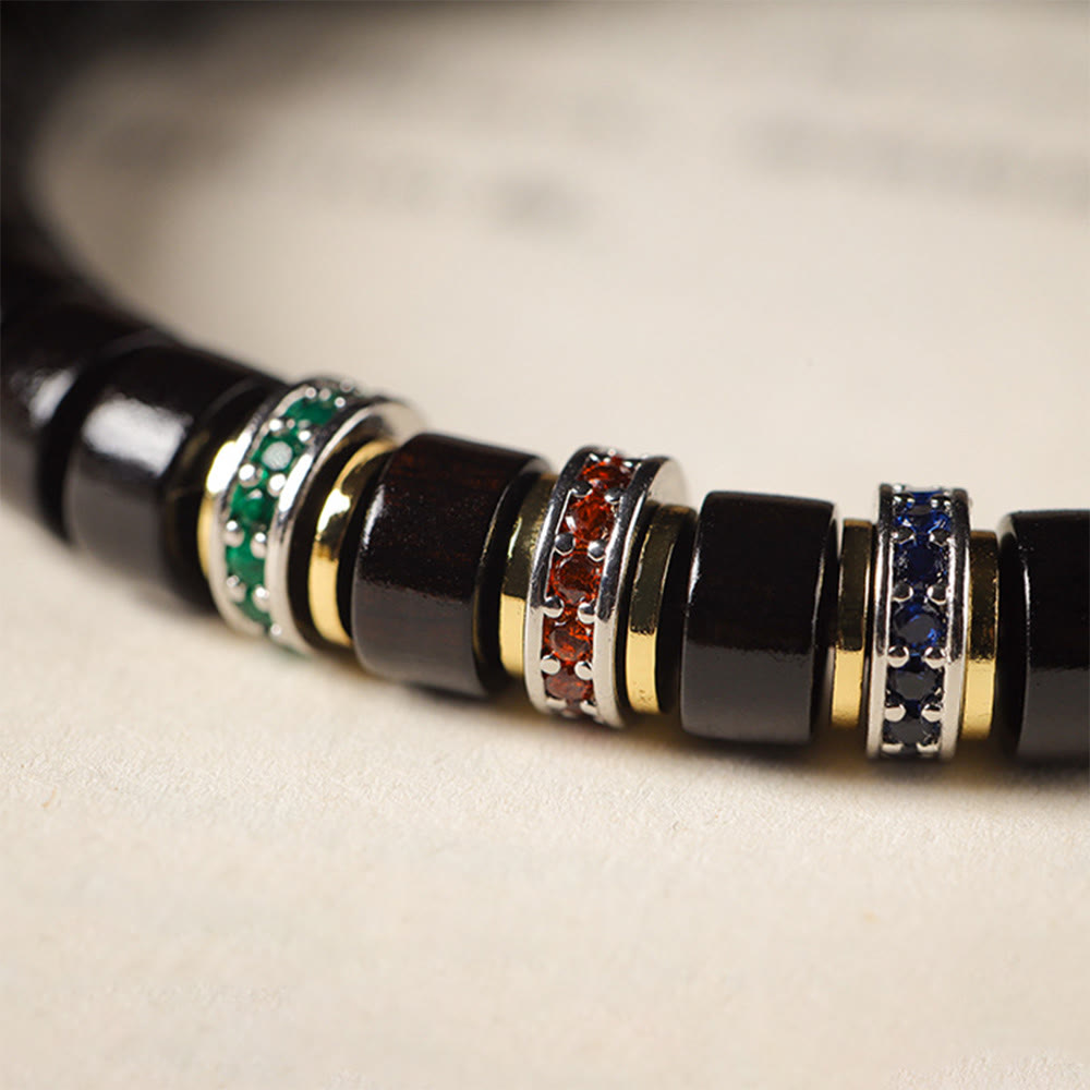 Nimara Ritual Ebony Wood Small Leaf Red Sandalwood Zircon Peace Bracelet