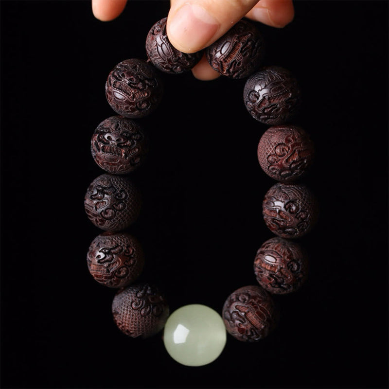 Nimara Ritual Tibetan Rosewood Engraving PiXiu Warmth Bracelet
