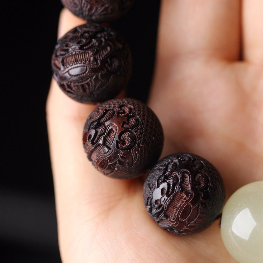 Nimara Ritual Tibetan Rosewood Engraving PiXiu Warmth Bracelet