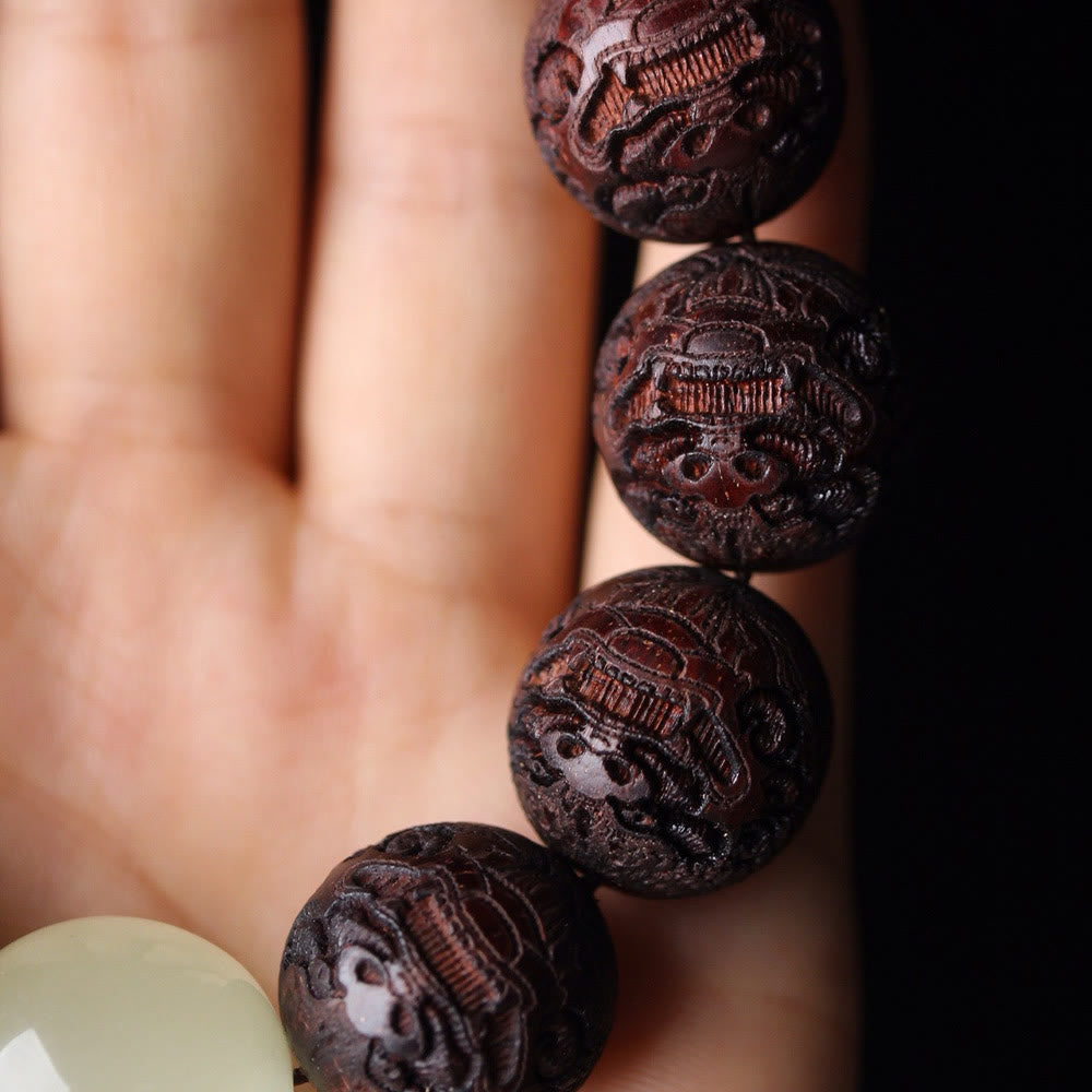 Nimara Ritual Tibetan Rosewood Engraving PiXiu Warmth Bracelet