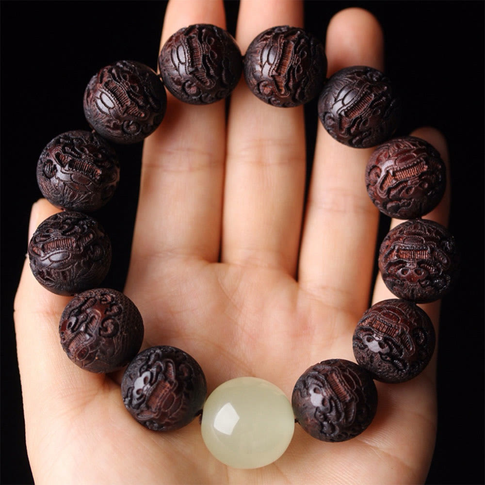 Nimara Ritual Tibetan Rosewood Engraving PiXiu Warmth Bracelet