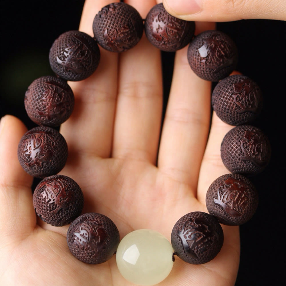 Nimara Ritual Tibetan Rosewood Engraving PiXiu Warmth Bracelet