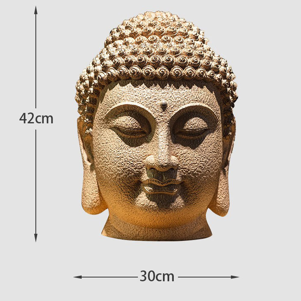 Nimara Ritual Closed Eyes Meditating Buddha Head Resin Statue Zen Home Decoration 42*30*30cm