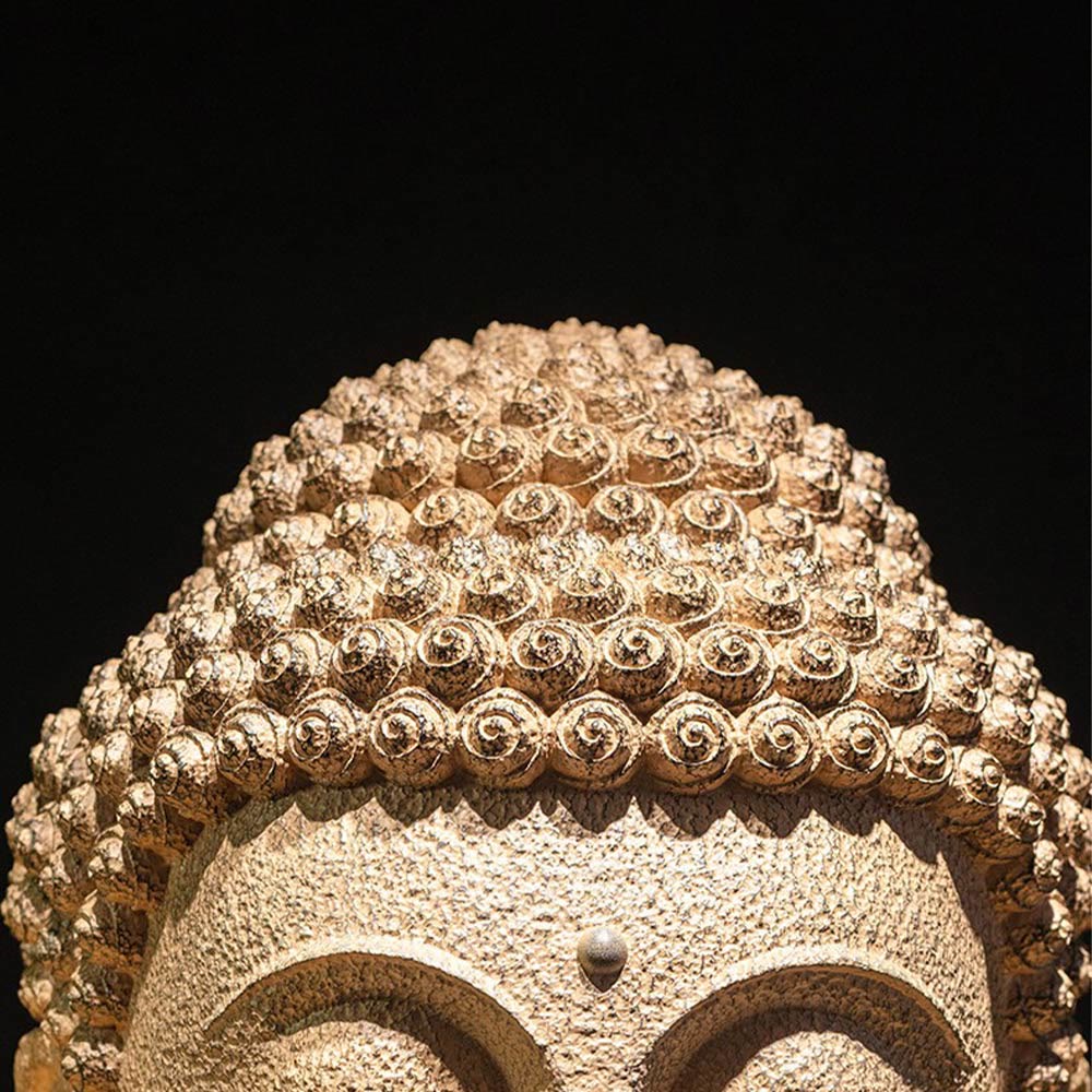 Nimara Ritual Closed Eyes Meditating Buddha Head Resin Statue Zen Home Decoration 42*30*30cm