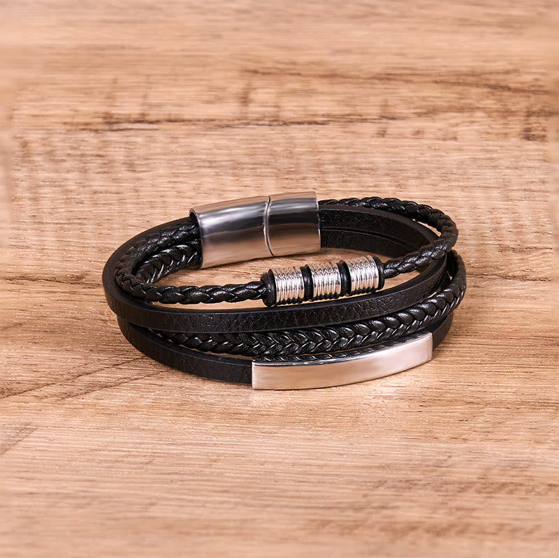 Nimara Ritual Fashion Titanium Steel Leather Hand Woven Magnetic Buckle Strengthen Bracelet