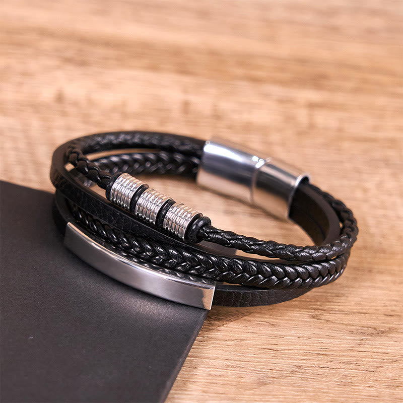 Nimara Ritual Fashion Titanium Steel Leather Hand Woven Magnetic Buckle Strengthen Bracelet