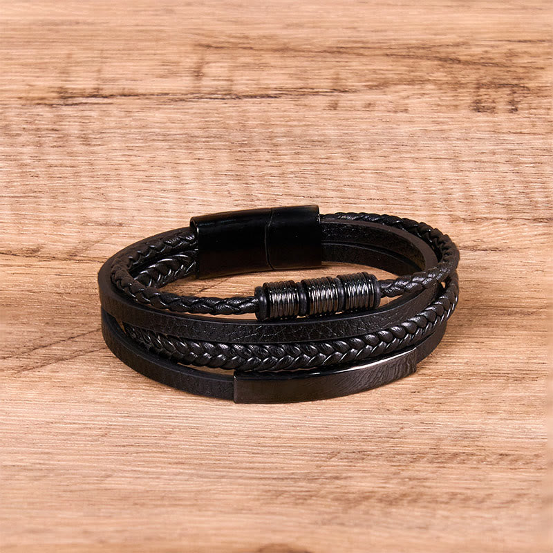 Nimara Ritual Fashion Titanium Steel Leather Hand Woven Magnetic Buckle Strengthen Bracelet