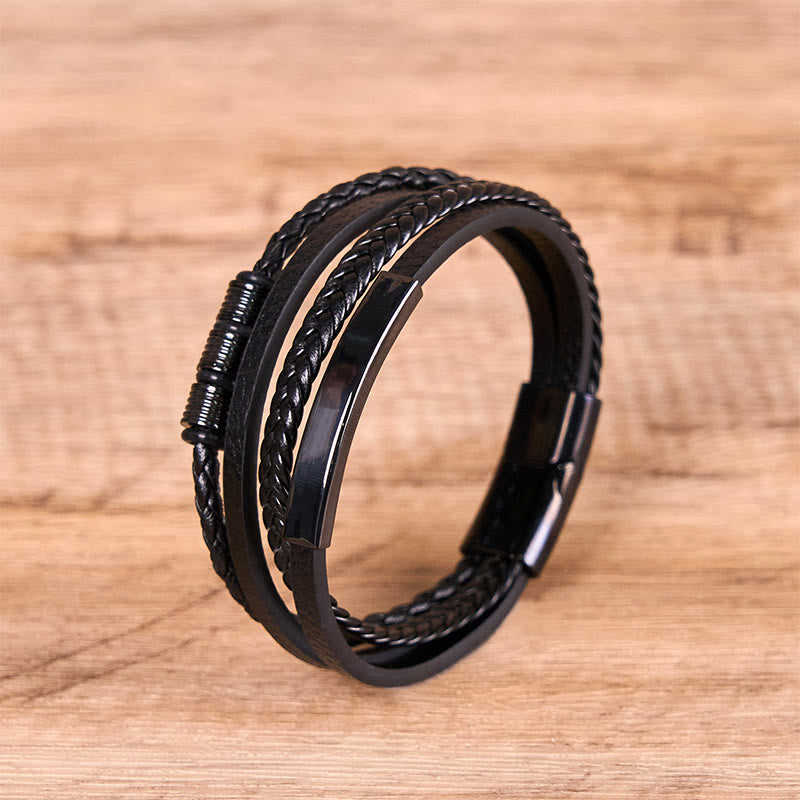 Nimara Ritual Fashion Titanium Steel Leather Hand Woven Magnetic Buckle Strengthen Bracelet