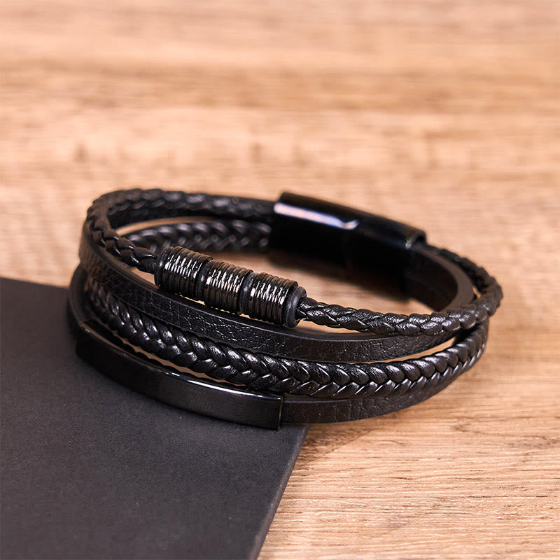 Nimara Ritual Fashion Titanium Steel Leather Hand Woven Magnetic Buckle Strengthen Bracelet