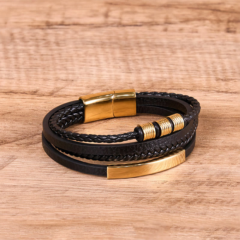 Nimara Ritual Fashion Titanium Steel Leather Hand Woven Magnetic Buckle Strengthen Bracelet