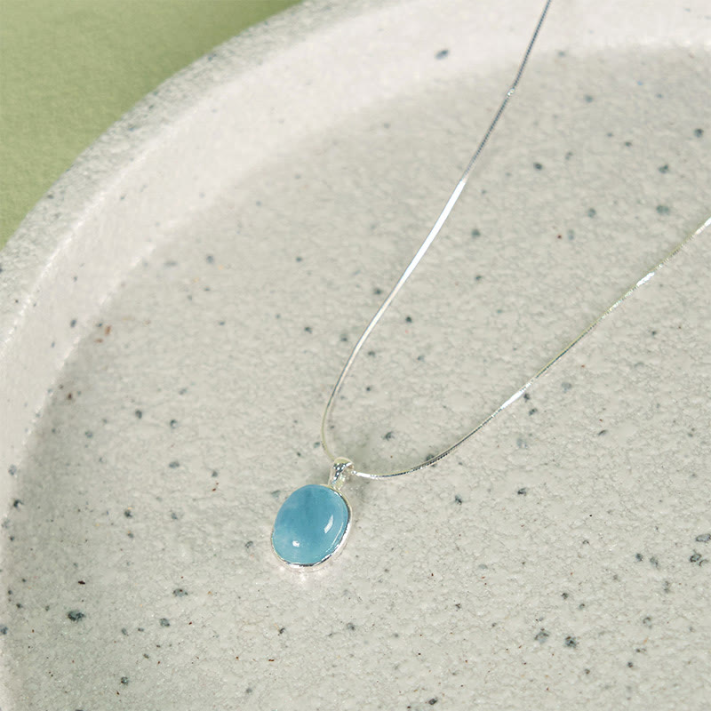 Nimara Ritual 925 Sterling Silver Aquamarine Healing Clavicle Chain Necklace Pendant