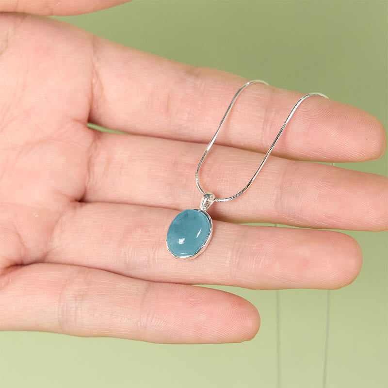 Nimara Ritual 925 Sterling Silver Aquamarine Healing Clavicle Chain Necklace Pendant