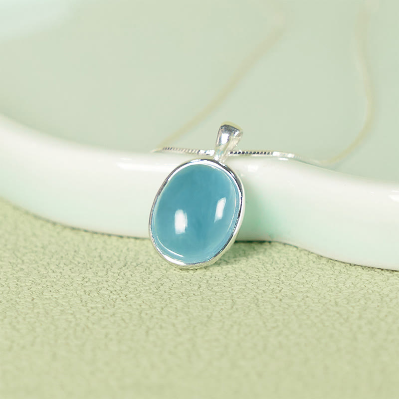 Nimara Ritual 925 Sterling Silver Aquamarine Healing Clavicle Chain Necklace Pendant