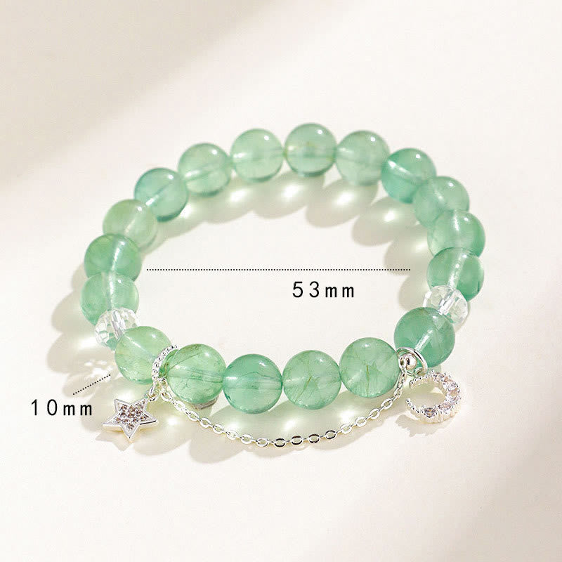 Nimara Ritual Green Fluorite Beads Moon Star Peace Bracelet