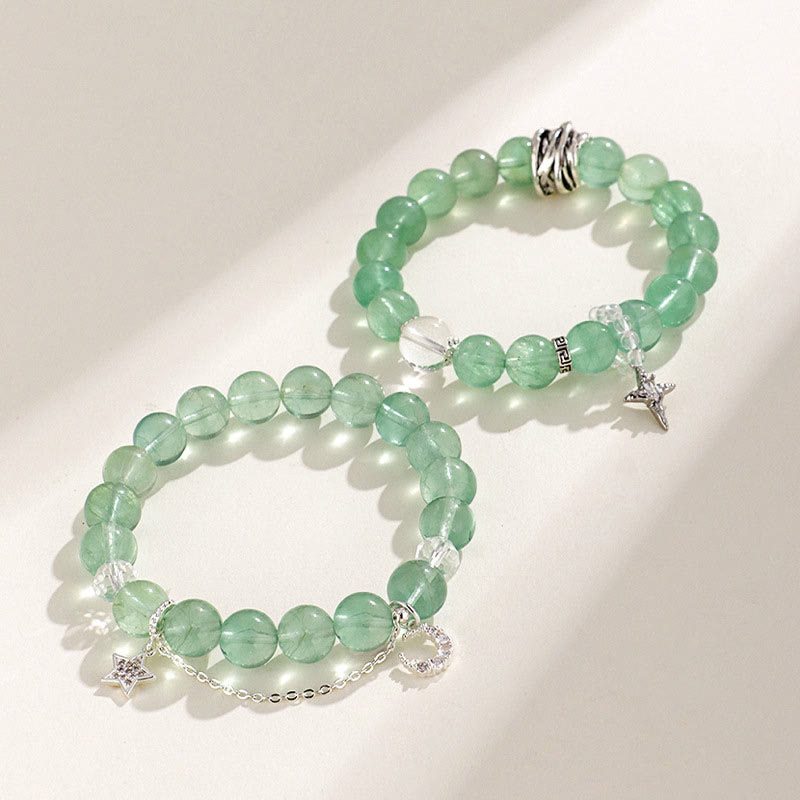 Nimara Ritual Green Fluorite Beads Moon Star Peace Bracelet