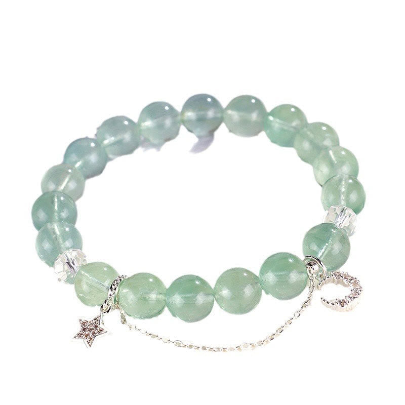Nimara Ritual Green Fluorite Beads Moon Star Peace Bracelet
