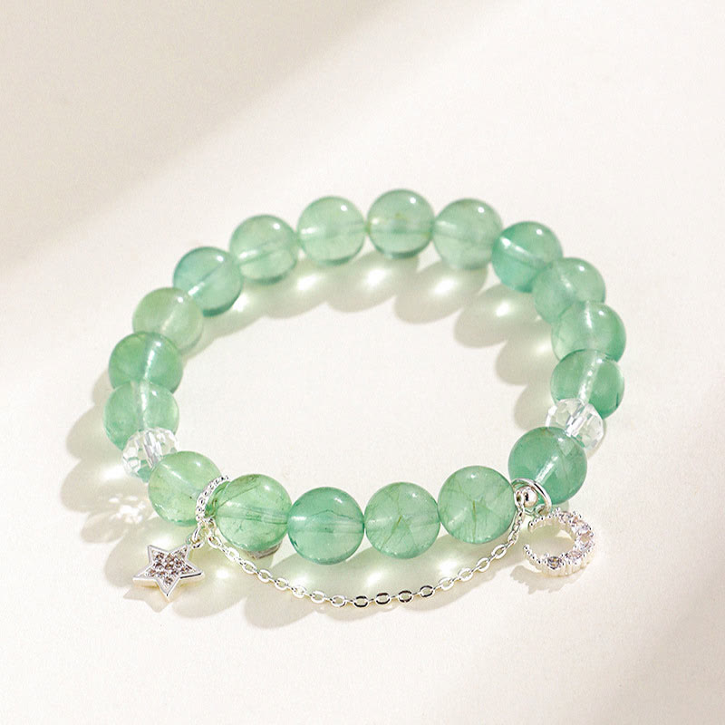 Nimara Ritual Green Fluorite Beads Moon Star Peace Bracelet