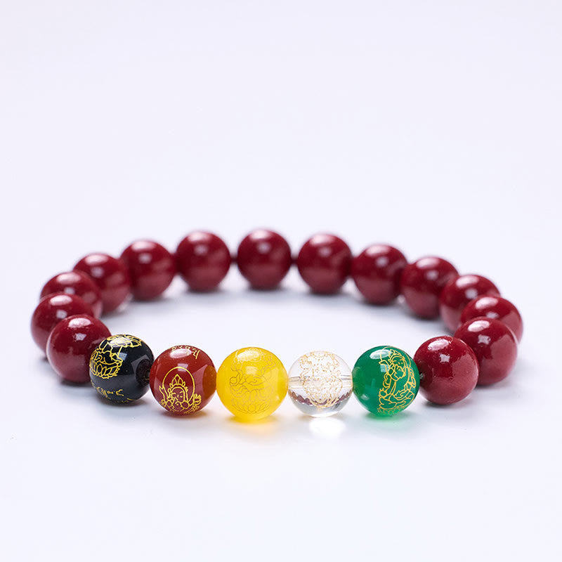 Nimara Ritual Cinnabar Agate Five Directions Gods Of Wealth Blessing Bracelet