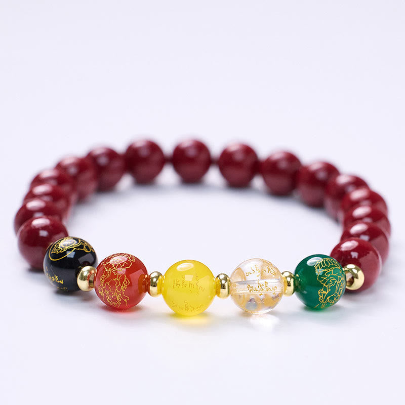 Nimara Ritual Cinnabar Agate Five Directions Gods Of Wealth Blessing Bracelet