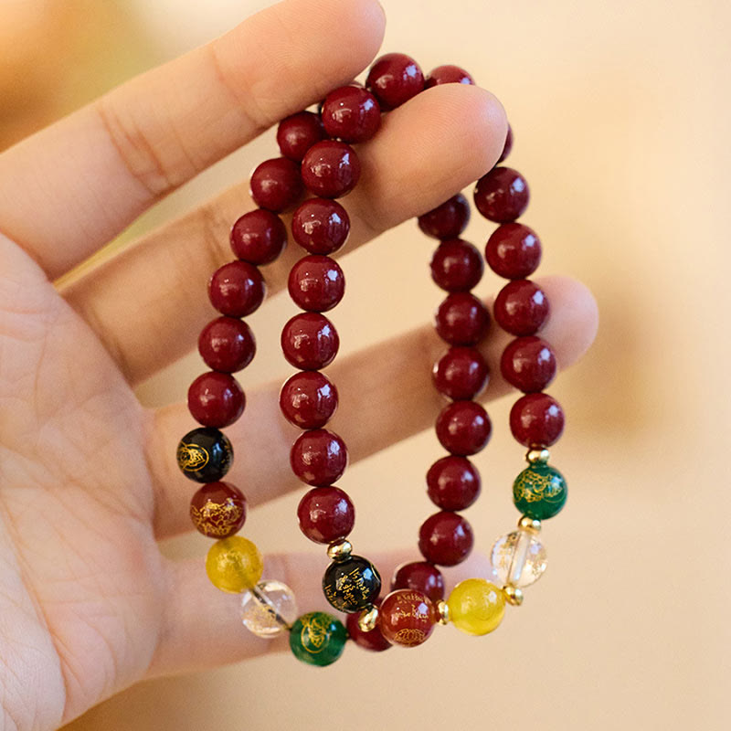Nimara Ritual Cinnabar Agate Five Directions Gods Of Wealth Blessing Bracelet