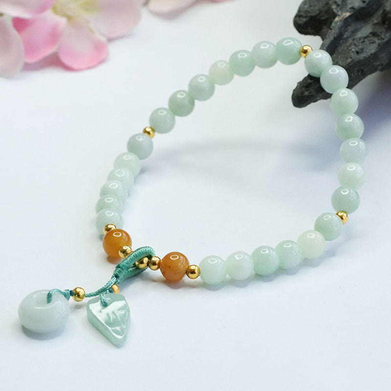 Nimara Ritual Jade Beads Leaf Peace Buckle Prosperity Bracelet