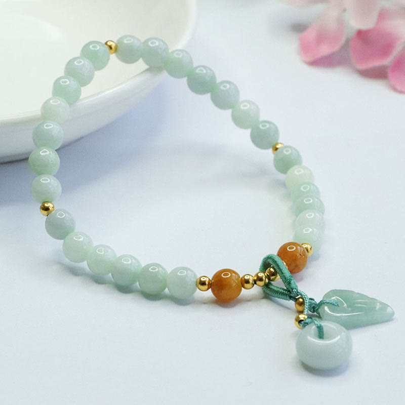 Nimara Ritual Jade Beads Leaf Peace Buckle Prosperity Bracelet