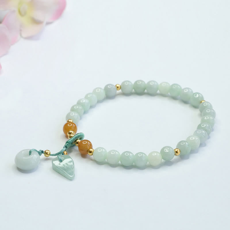 Nimara Ritual Jade Beads Leaf Peace Buckle Prosperity Bracelet