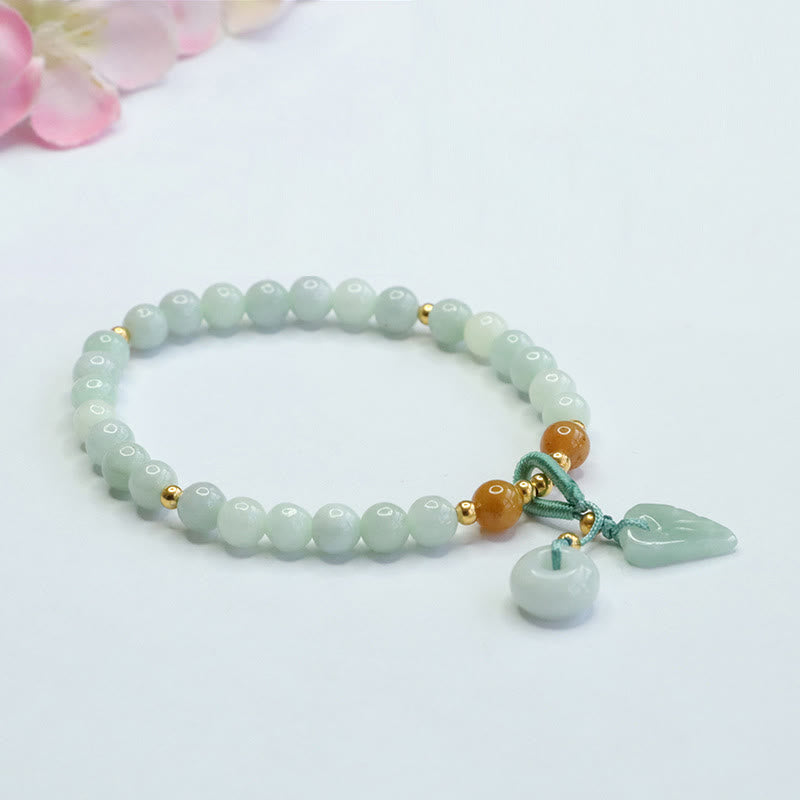 Nimara Ritual Jade Beads Leaf Peace Buckle Prosperity Bracelet