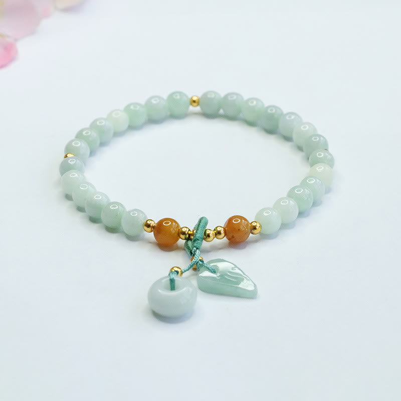 Nimara Ritual Jade Beads Leaf Peace Buckle Prosperity Bracelet
