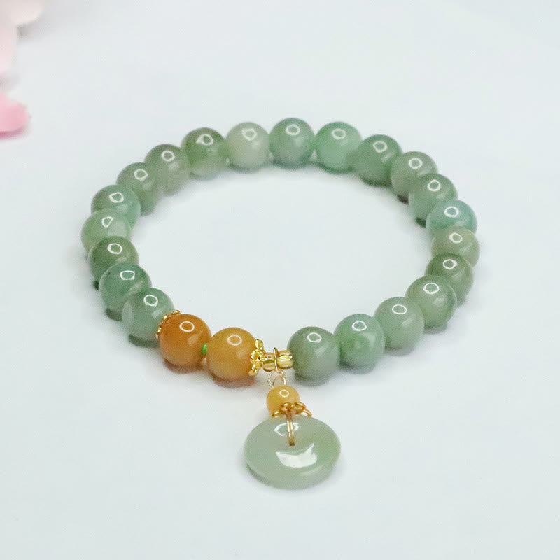 Abundance and Fortune Jade Beads Peace Buckle Bracelet