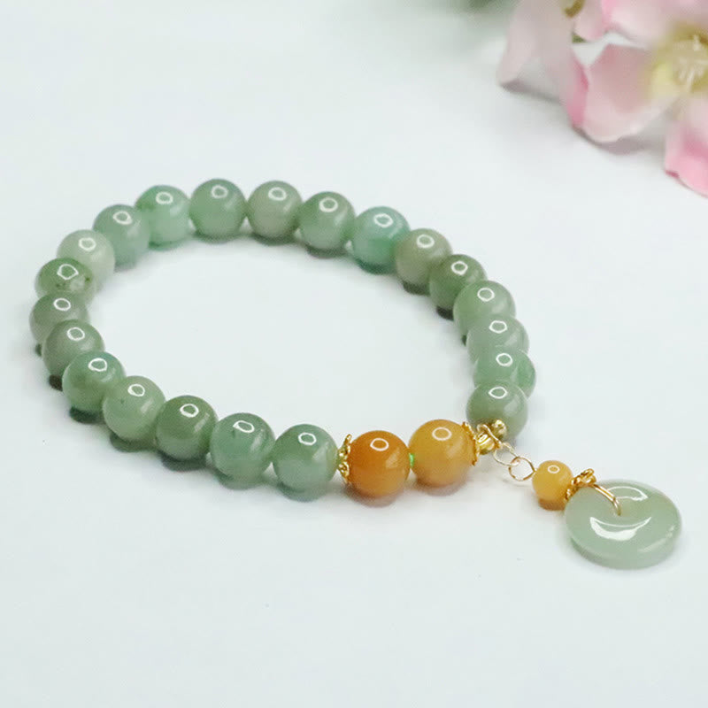 Abundance and Fortune Jade Beads Peace Buckle Bracelet