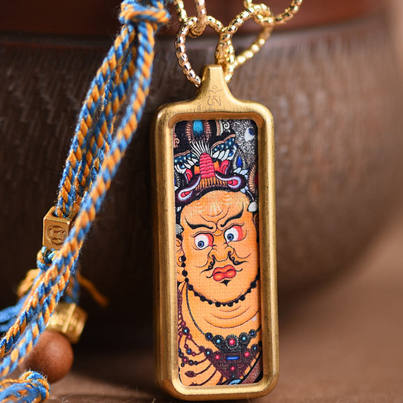 Nimara Ritual Tibet God Of Wealth Titanium Steel Thangka Wealth Necklace Pendant
