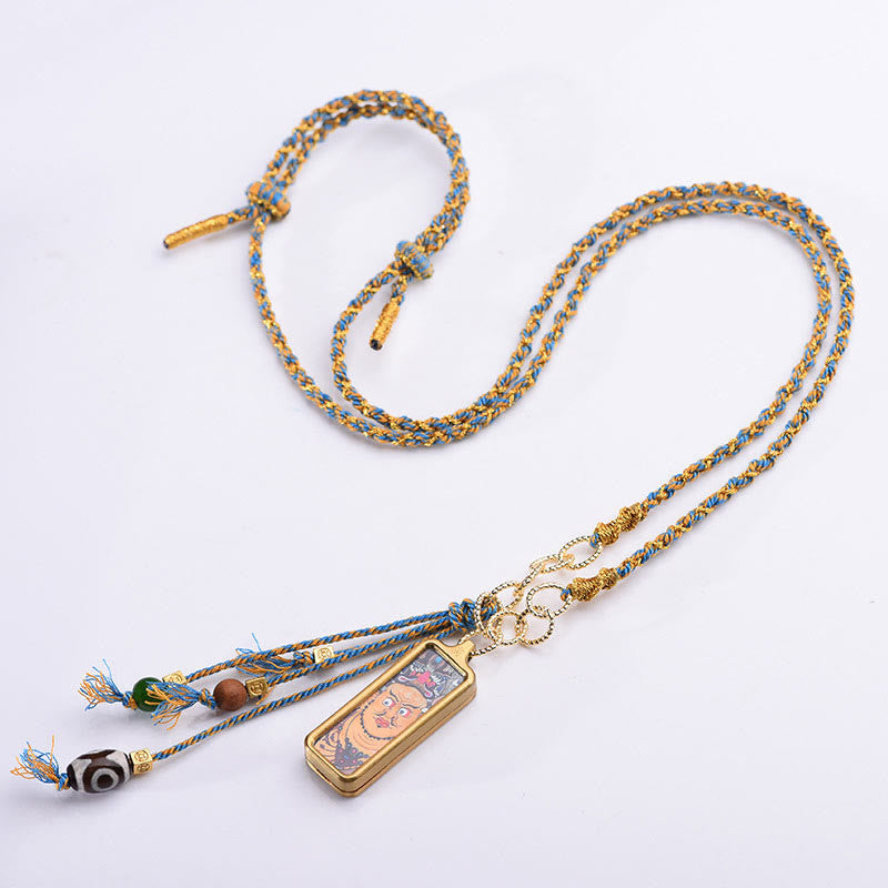 Nimara Ritual Tibet God Of Wealth Titanium Steel Thangka Wealth Necklace Pendant