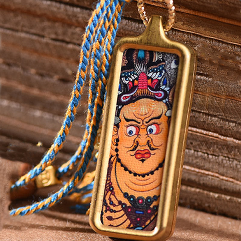 Nimara Ritual Tibet God Of Wealth Titanium Steel Thangka Wealth Necklace Pendant