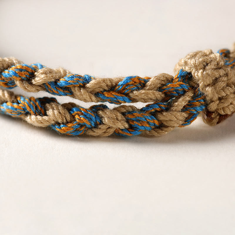 Nimara Ritual Tibetan Dzi Bead Wealth Protection Braided Bracelet