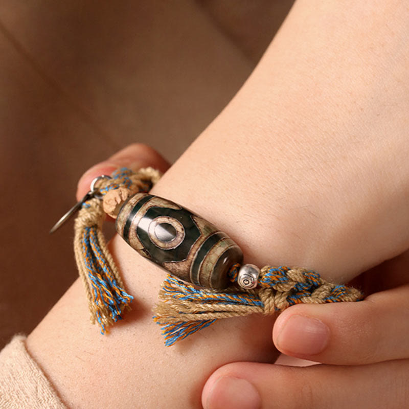 Nimara Ritual Tibetan Dzi Bead Wealth Protection Braided Bracelet