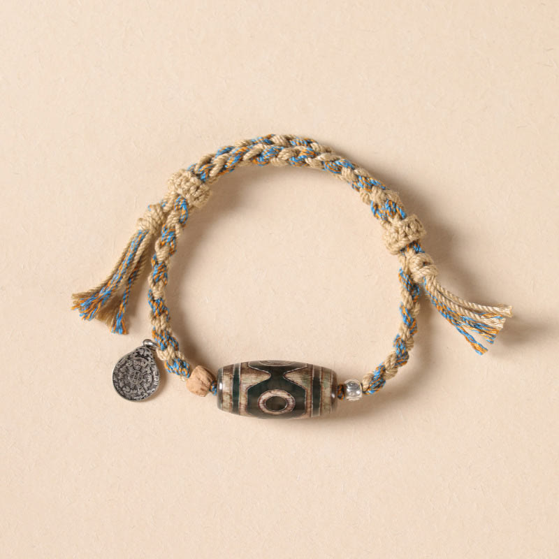 Nimara Ritual Tibetan Dzi Bead Wealth Protection Braided Bracelet