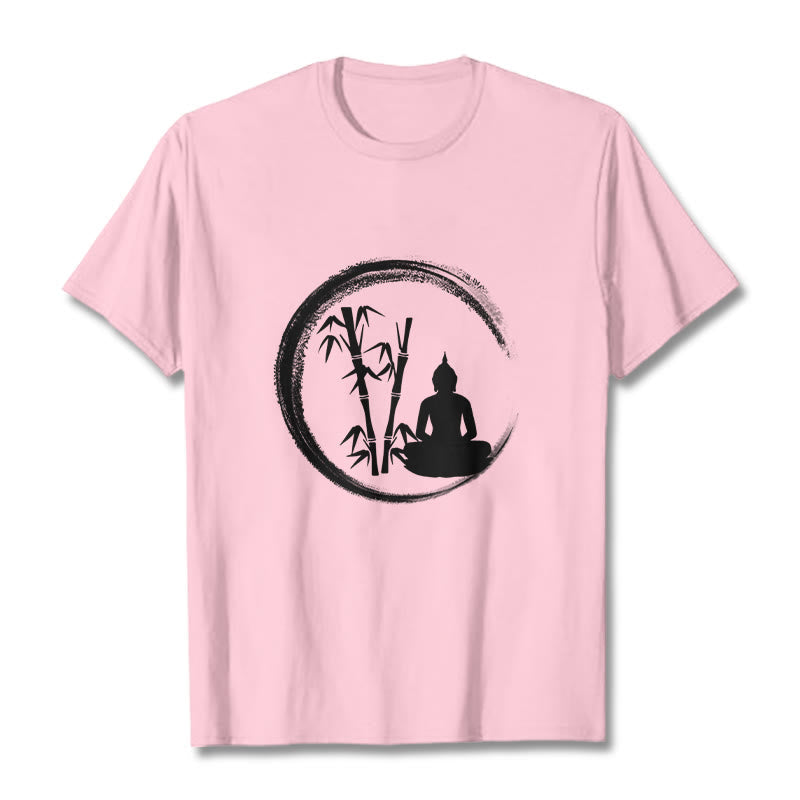 Nimara Ritual Zen Buddha Statue Sitting Bamboo Meditation Tee T-shirt