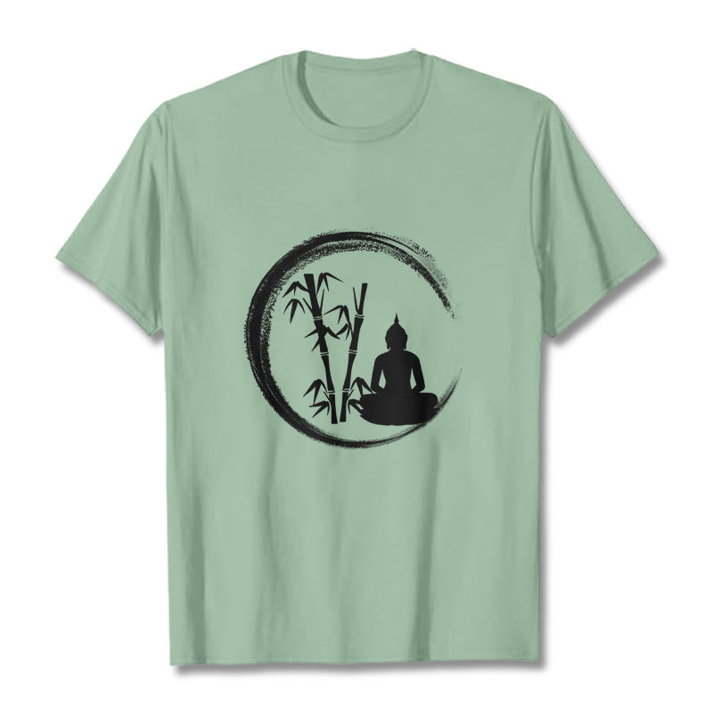 Nimara Ritual Zen Buddha Statue Sitting Bamboo Meditation Tee T-shirt
