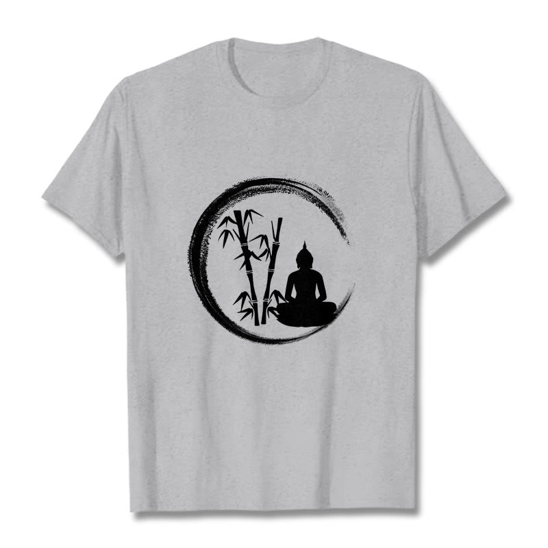 Nimara Ritual Zen Buddha Statue Sitting Bamboo Meditation Tee T-shirt