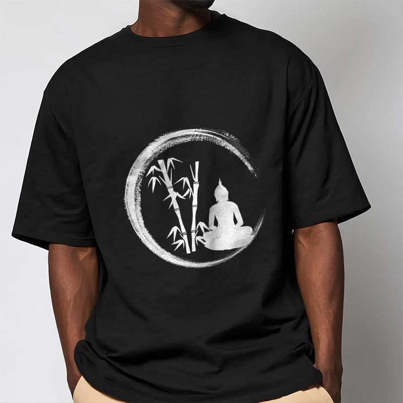 Nimara Ritual Zen Buddha Statue Sitting Bamboo Meditation Tee T-shirt