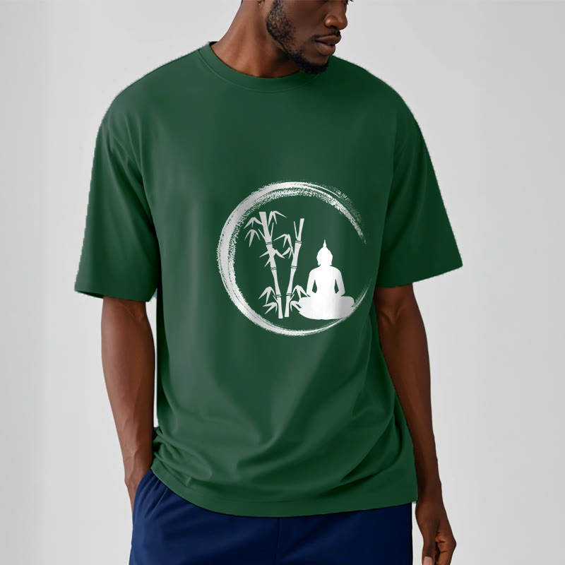 Nimara Ritual Zen Buddha Statue Sitting Bamboo Meditation Tee T-shirt
