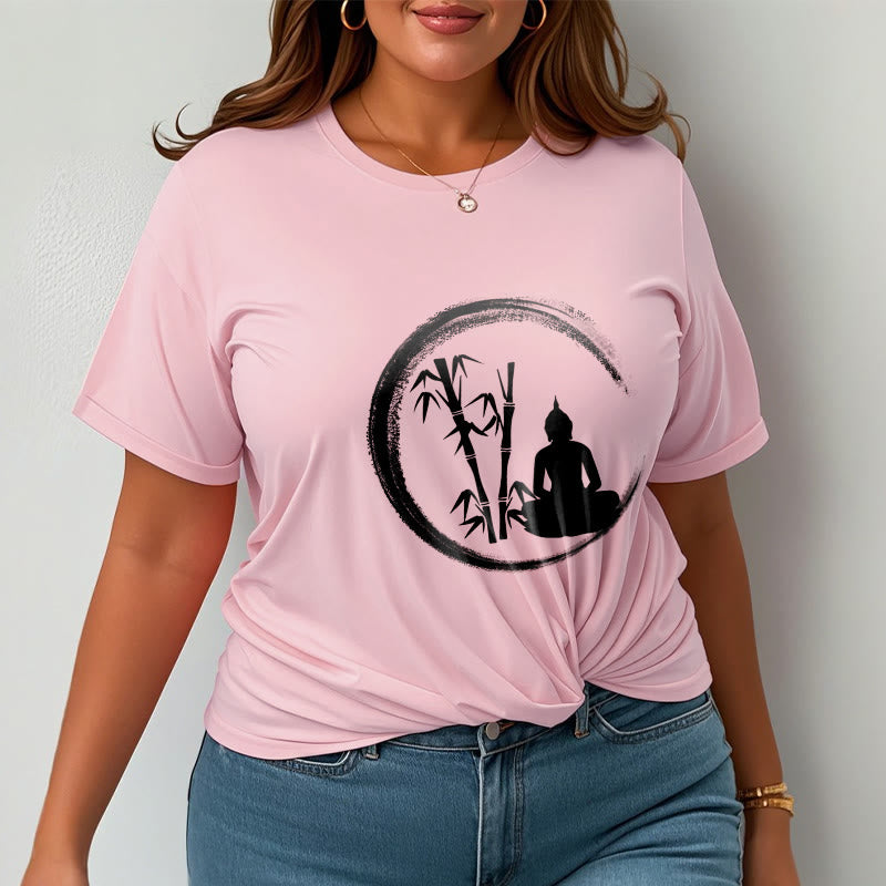 Nimara Ritual Zen Buddha Statue Sitting Bamboo Meditation Tee T-shirt