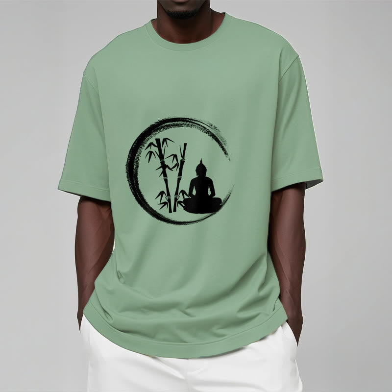 Nimara Ritual Zen Buddha Statue Sitting Bamboo Meditation Tee T-shirt