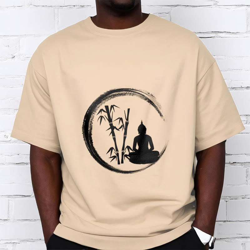 Nimara Ritual Zen Buddha Statue Sitting Bamboo Meditation Tee T-shirt