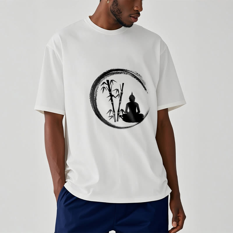 Nimara Ritual Zen Buddha Statue Sitting Bamboo Meditation Tee T-shirt
